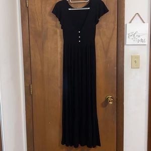 See You Monday Black Button Dress